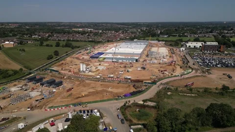 The new Google data centre under construction (Aug 24), Waltham Cross, UK Stock Footage 282800323
