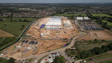 The new Google data centre under construction (Aug 24), Waltham Cross, UK Stock Footage 282800359