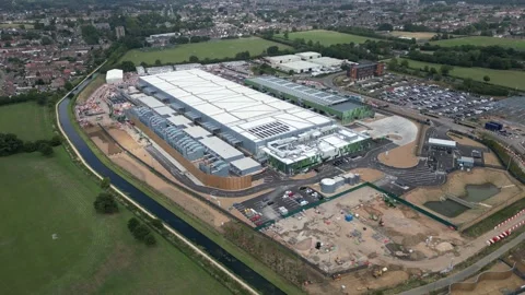 The new Google data centre under construction (July 2025), Waltham Cross, UK Stock Footage 316252249