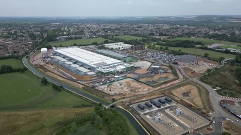 The new Google data centre under construction (July 2025), Waltham Cross, UK Stock Footage 316252380