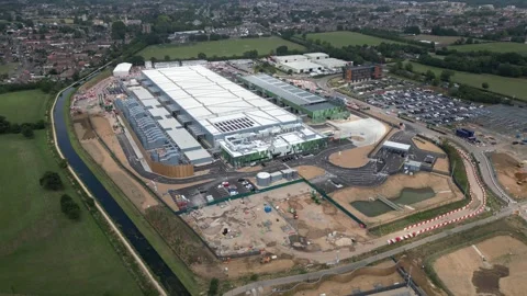 The new Google data centre under construction (July 2025), Waltham Cross, UK Stock Footage 316252407