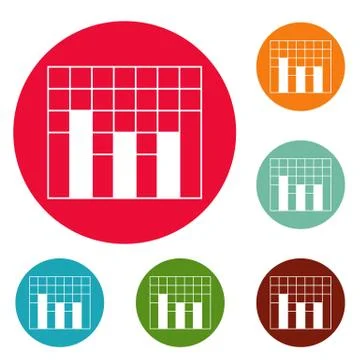 New graph icons circle set vector 스톡 일러스트