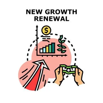 New growth renewal concept vector illustrating financial development Illustrazione stock