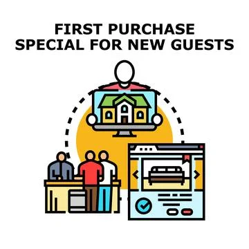 New guest offering first purchase special deal Illustrazione stock