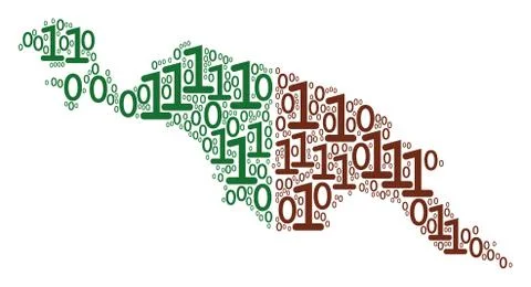New Guinea Countries Map Mosaic of Binary Digits Stock Illustration