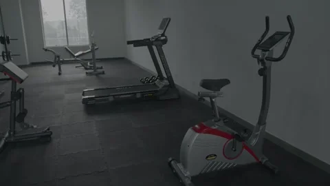 New Gym Setup with new machine cycle and treadmill Stock Footage 262141482