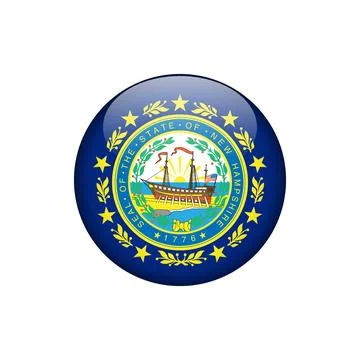 New Hampshire Round Circle Button Flag of the US States Vector Template Stock Illustration