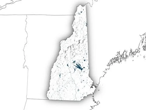 New Hampshire shape with state borders, white map Illustrazione stock