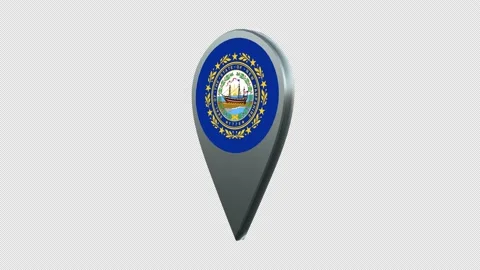New Hampshire State Flag Location Map Marker Pin With Alpha Channel Looped Stock Footage 239459261