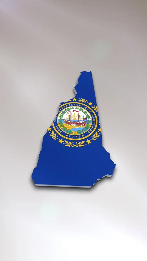New Hampshire State Flag on Map Stock Footage 278266580