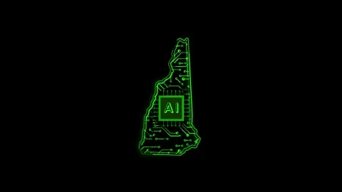 New Hampshire State Map AI Chipset Technology Opener Stock Footage 337093113