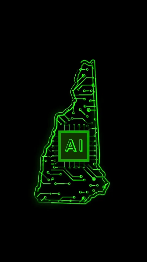 New Hampshire State Map AI Chipset Technology Opener Stock Footage 337184335