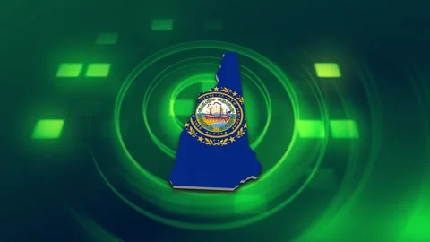 New Hampshire State Map and Flag Background Stock Footage 344648570