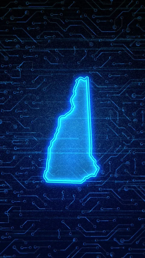 New Hampshire State Map Digital Technology Opener Stock Footage 336391296