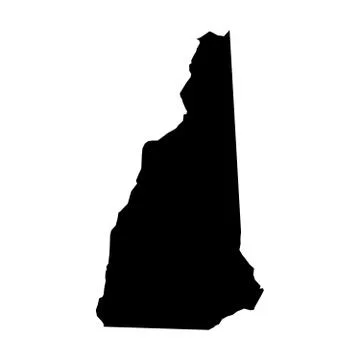 New Hampshire, state of USA - solid black silhouette map of country area. Simple Ilustração Stock