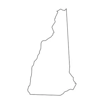 New Hampshire, state of USA - solid black outline map of country area. Simple Ilustração Stock
