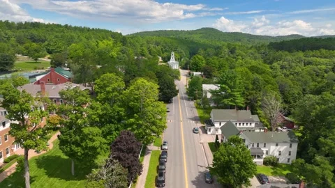 New Hampton town aerial view, New Hampshire, USA Vídeo Stock 229227541