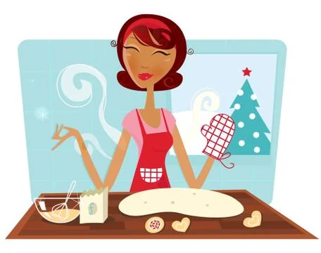 New hand-drawn Kitchen character, RED Stock Illustration