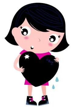 New! Hand-drawn stylish EMO with heart Stock Illustration