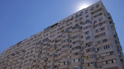 New High Building with Many Windows Subway in City Construction Stock Footage 68379100