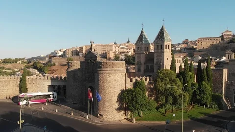 New Hinge Door and  Old Door of Hinge (or Door of Alfonso VI), Toledo, Spain. Stock Footage 116618546