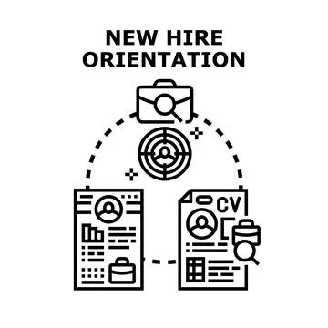 New hire orientation concept with candidate documents Illustrazione stock