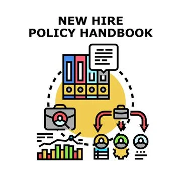 New hire policy handbook introducing business employee onboarding Stock Illustration