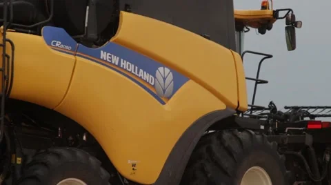 New Holland Combine Side View Close Up Stock Footage 65050607
