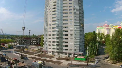 New home, construction. The camera rises from the bottom up. Stock Footage 55490320