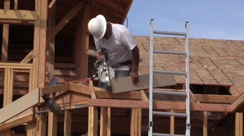 New Home Construction, carpenter Stock Footage 29496946