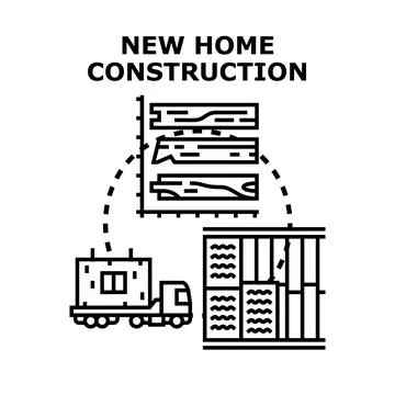 New home construction development process vector concept Stock Illustration