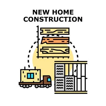 New home construction development process vector concept Stock Illustration