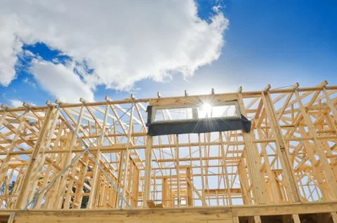New home construction framing Stockfoto's