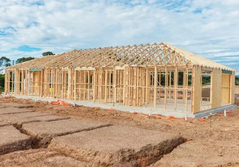 New home construction framing. Fotos Stock