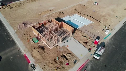 New Home Construction in Neighborhood Stock Footage 250402553