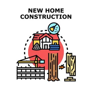 New home construction process building housing development Ilustración de archivo