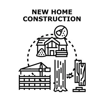 New home construction process building housing development Ilustración de archivo