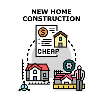 New home construction project planning and development Illustrazione stock