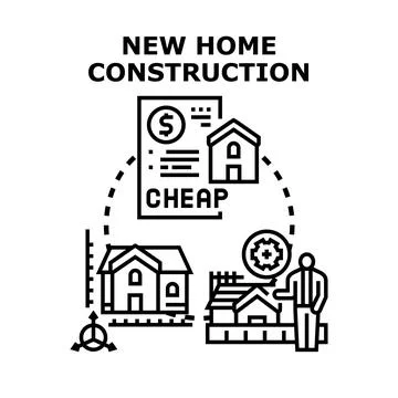 New home construction project planning and development Illustrazione stock