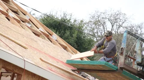 New Home Construction Roofer Stock Footage 904718