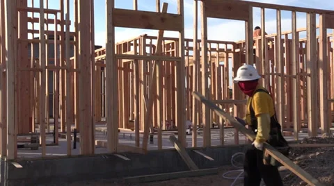 New Home Construction, worker Stock-Footage 29497117
