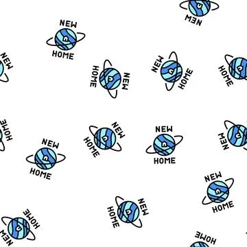 New home in space vector seamless pattern Stock Illustration