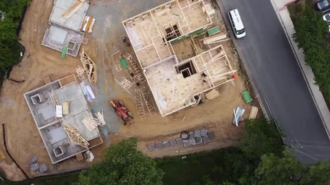 New home under construction aerial footage Stock Footage 341274444