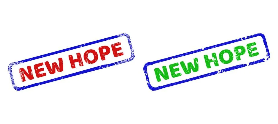 NEW HOPE Bicolor Rough Rectangular Seals with Unclean Styles Stock Illustration