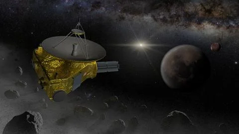 New Horizons space probe fly into Kuiper belt Stock Illustration