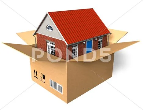 New house in box Stock Illustration