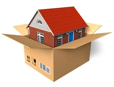New house in box Stock Illustration