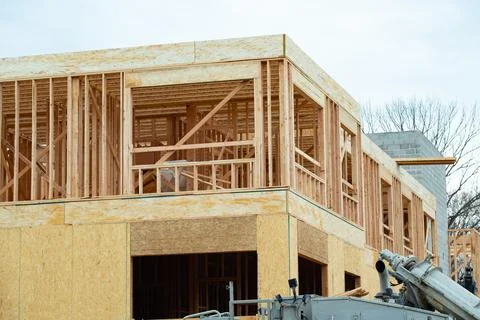 New house construction framing Stock Photos