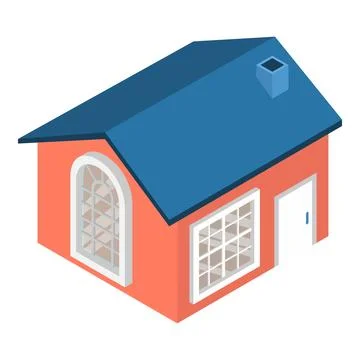 New house icon isometric vector. Modern one story building with chimney icon Ilustración de archivo