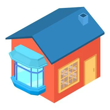 New house icon isometric vector. One story building with panoramic balcony icon Ilustración de archivo